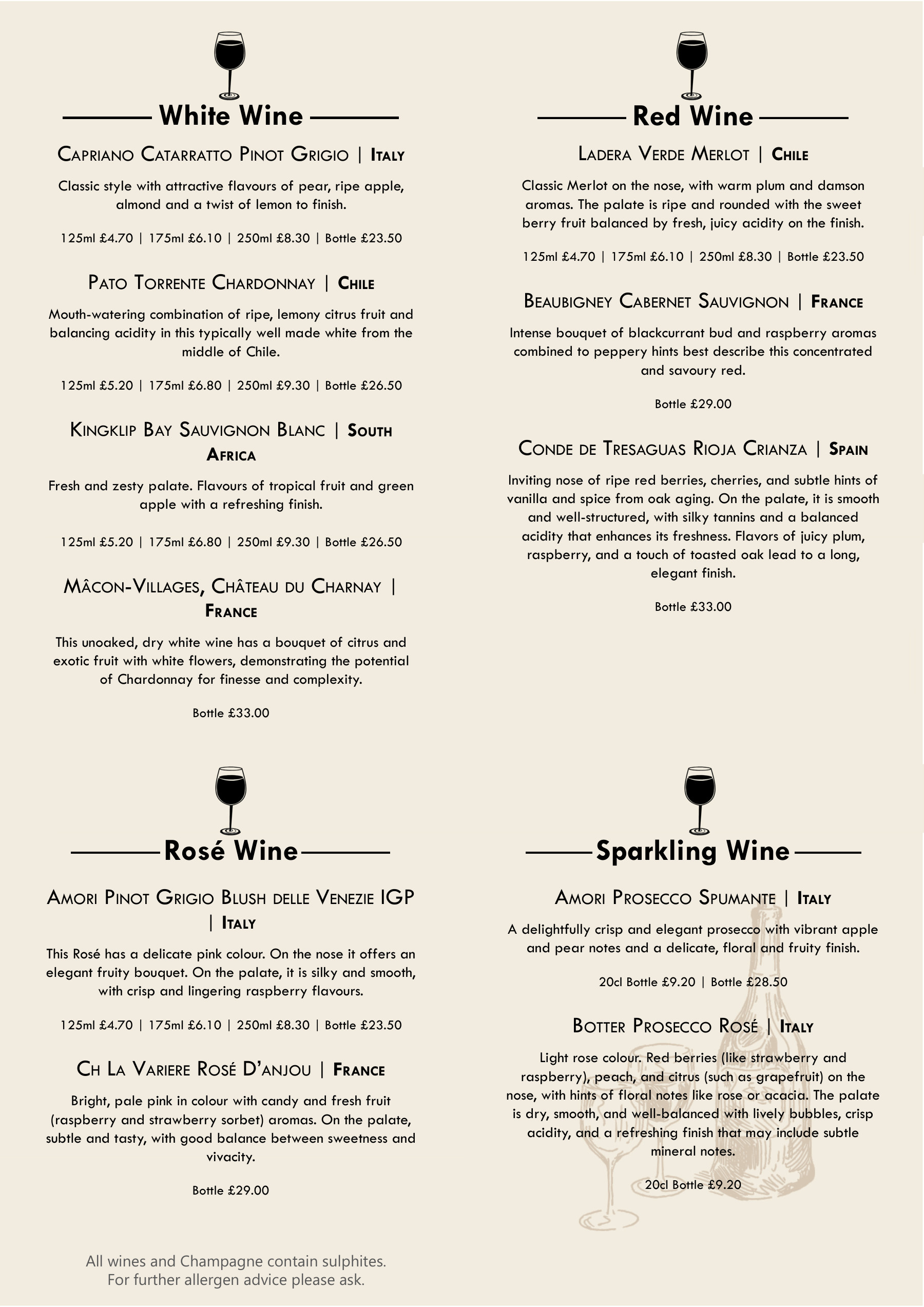 Drink menu page 1